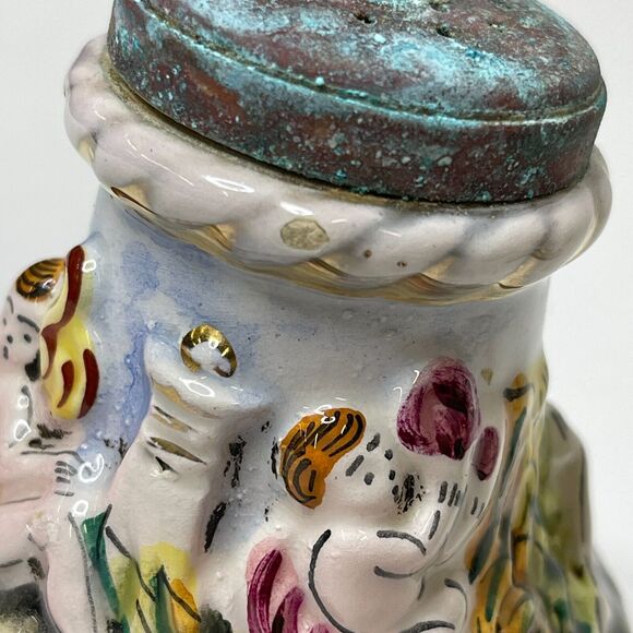 Vintage Salt Shaker And Pepper Grinder Set Porcelain and Brass Made In Italy - Picture 14 of 16